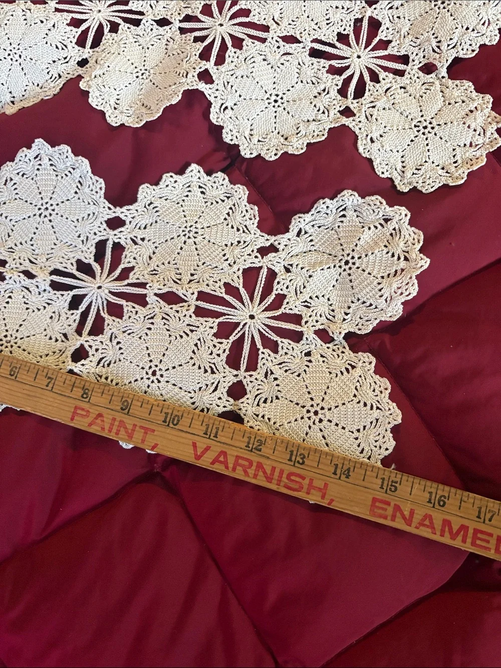 Vintage Handmade Cream Crochet Doily Set - Elegant Table Accent